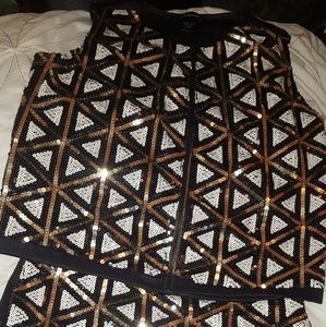 SEQUIN SKIRT AND VEST SET